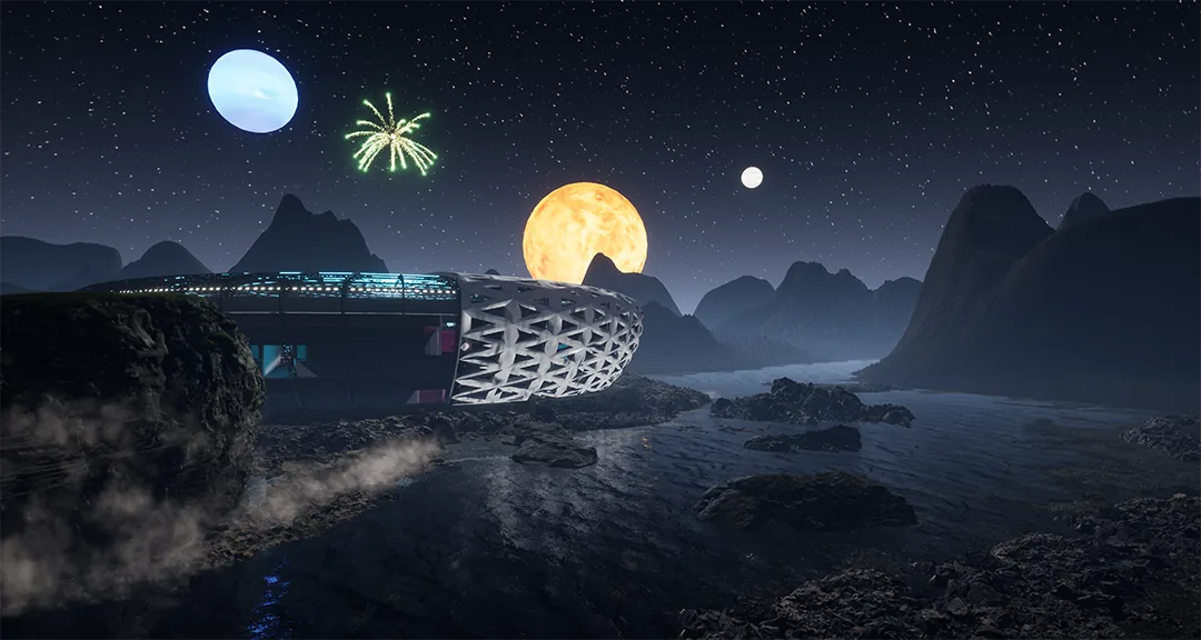 Futuristic digital city environment